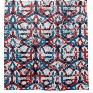 Seamless abstract geometric pattern in flat red bl shower curtain