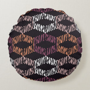 Seamless abstract geometric pattern. Strips. Mosai Round Cushion