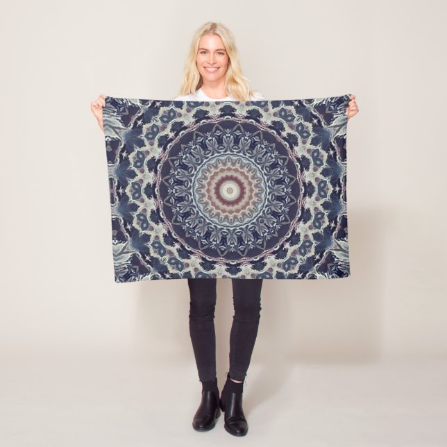 Seamless abstract geometrical round circle mandala fleece blanket (In Situ)