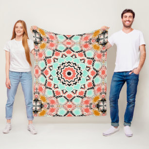 Seamless abstract geometrical round circle mandala fleece blanket