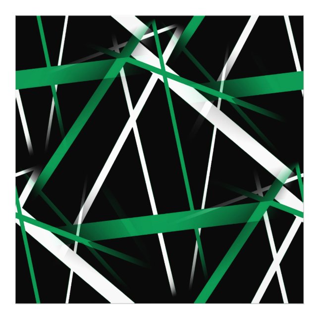 Seamless Abstract Green and White Lines On Black Photo Print (Front)