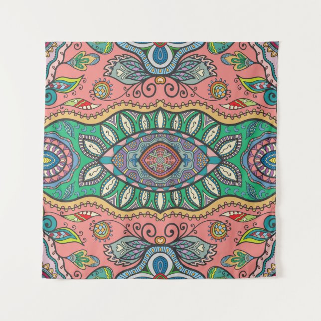 Seamless abstract hand drawn pattern. Decorative s Tapestry (Front)