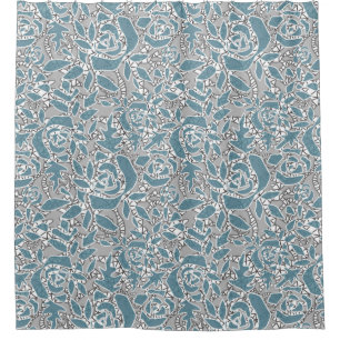 Seamless abstract lace romantic retro vintage blue shower curtain