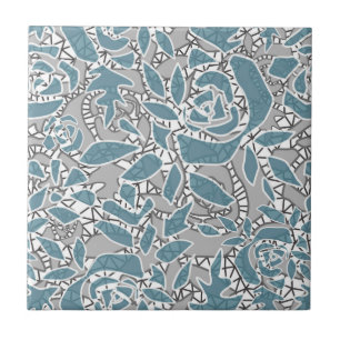 Seamless abstract lace romantic retro vintage blue tile