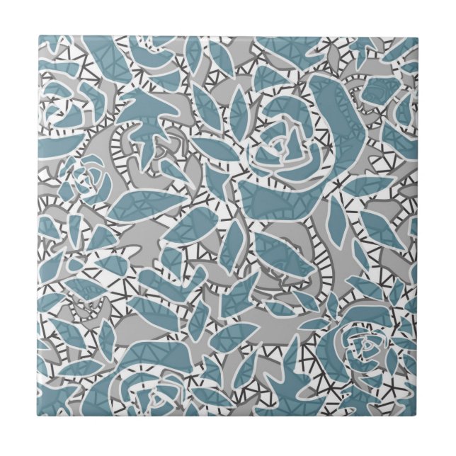 Seamless abstract lace romantic retro vintage blue tile (Front)