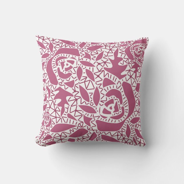 Seamless abstract lace romantic retro vintage pink cushion (Front)