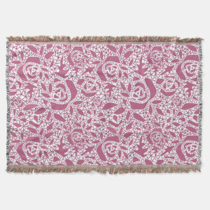 Seamless abstract lace romantic retro vintage pink throw blanket