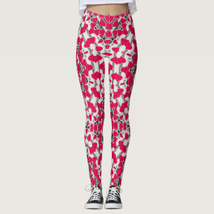 Seamless abstract mandala hearts bright round orna leggings