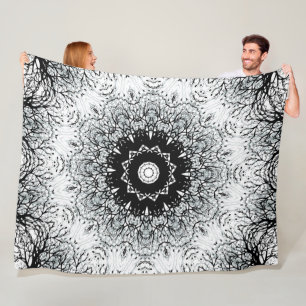 Seamless abstract mandala round circle kaleidoscop fleece blanket