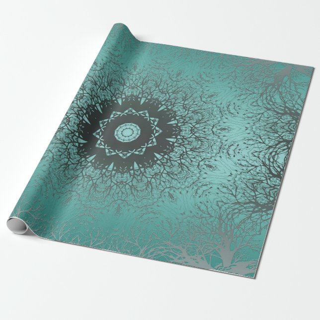 Seamless abstract mandala round circle kaleidoscop wrapping paper (Unrolled)
