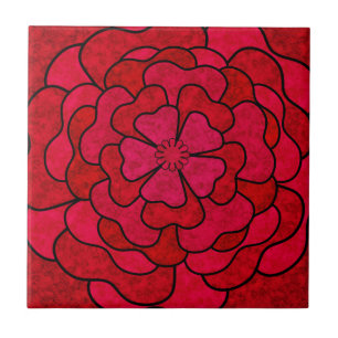 Seamless abstract modern blooming red flowers flor tile