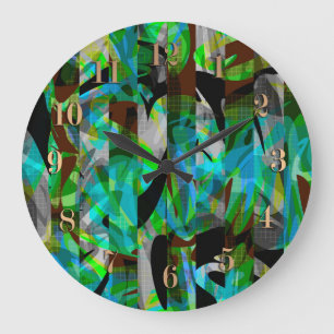 Seamless abstract modern brush stroke multicolor d large clock