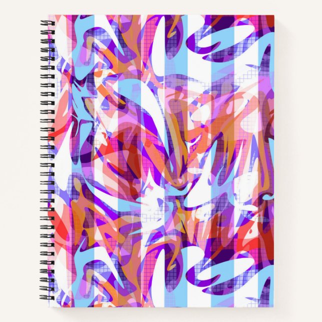 Seamless abstract modern brush stroke multicolor d notebook (Front)