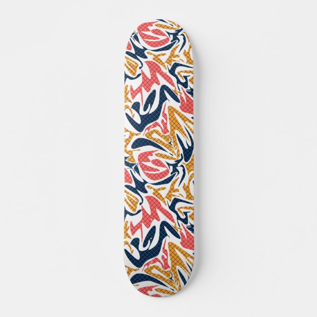 Seamless abstract modern brush stroke multicolor  skateboard (Front)