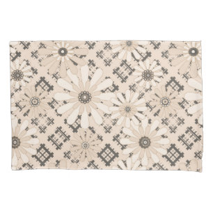 Seamless abstract modern chequered plaid floral be pillowcase