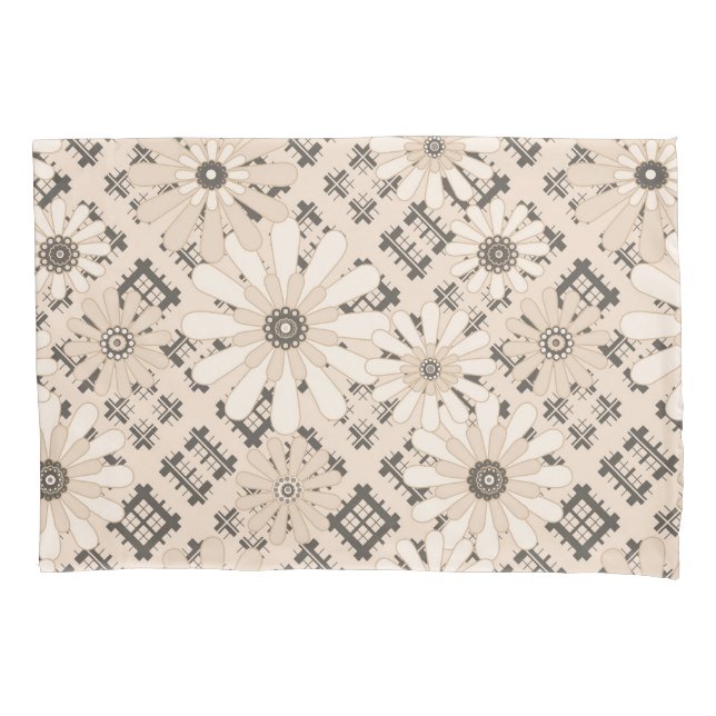 Seamless abstract modern chequered plaid floral be pillowcase (Front)