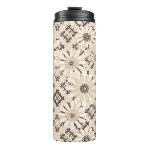 Seamless abstract modern chequered plaid floral be thermal tumbler