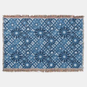 Seamless abstract modern chequered plaid floral bl throw blanket