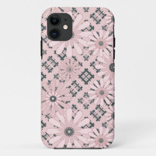 Seamless abstract modern chequered plaid floral iPhone 11 case