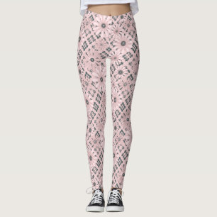 Seamless abstract modern chequered plaid floral pi leggings
