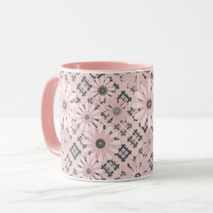 Seamless abstract modern chequered plaid floral pi mug