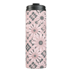 Seamless abstract modern chequered plaid floral pi thermal tumbler