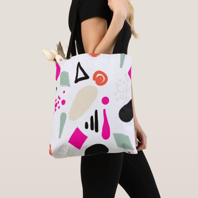 Seamless abstract modern circles fun dots geometri tote bag (Close Up)