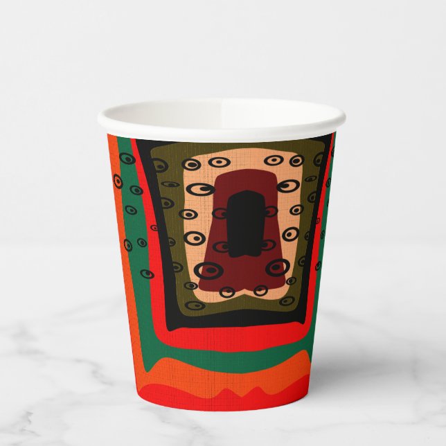 Seamless abstract modern retro colours pattern ora paper cups (Left)