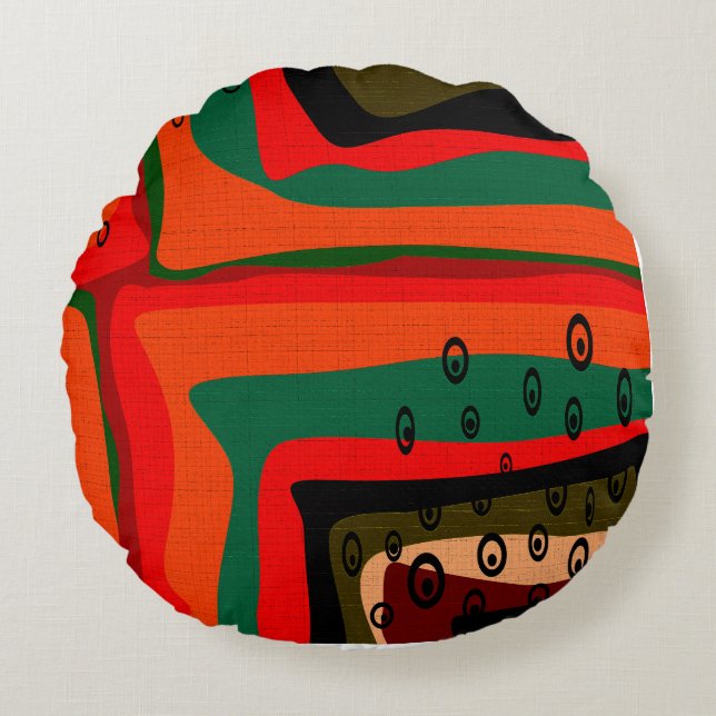 Seamless abstract modern retro colours pattern ora round cushion (Front)