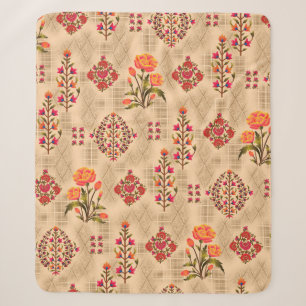 Seamless abstract mughal floral pattern sherpa blanket