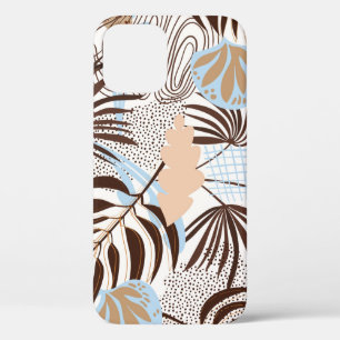 Seamless abstract nature pattern on white backgrou iPhone 12 case