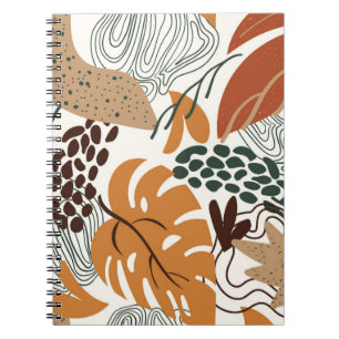 Seamless abstract nature pattern on white backgrou notebook