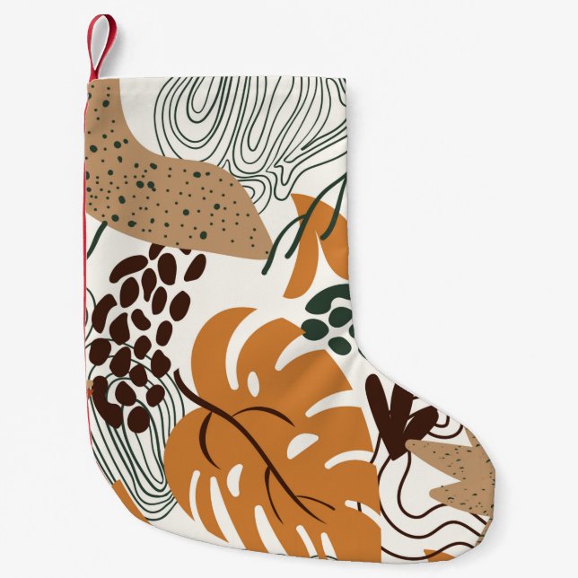 Seamless abstract nature pattern on white backgrou small christmas stocking (Front)