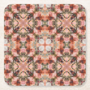 Seamless abstract ornamental brown decor kaleidosc square paper coaster