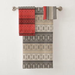 Seamless abstract ornamental decor retro vintage  bath towel set