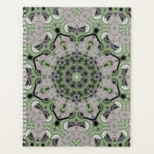 Seamless abstract ornamental grey green black deco planner