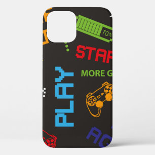 seamless abstract pattern in pixel game style. Wit iPhone 12 Case