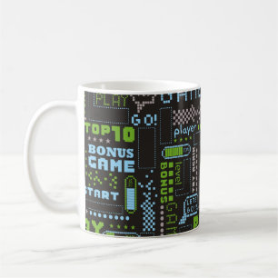 seamless abstract pattern in pixel game style. Wit Coffee Mug