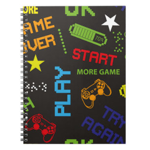 seamless abstract pattern in pixel game style. Wit Notebook