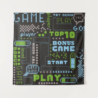 seamless abstract pattern in pixel game style. Wit