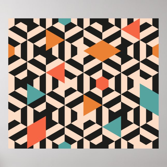 Seamless abstract pattern of geometric shapes. Geo Poster (Front)