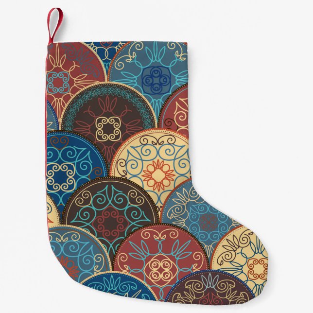 Seamless abstract pattern of trendy coloured abstr small christmas stocking (Front)