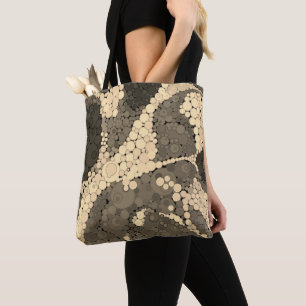 Seamless abstract pointillism dots circles brown b tote bag