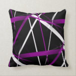 Seamless Abstract Purple and White Lines On Black Cushion<br><div class="desc">Seamless Abstract Purple and White Lines On Black Background Pattern is an original nonsymmetrical design of intersecting and overlapping lines. A retro modern geo pattern which is clean elegant and artistic and ideal to gift to oldschool 70s and 80s throwbacks! ABOUT THE ART ©‎ ‎Original Design ‎12 ‎January ‎2015, ‏‎18:20:39...</div>