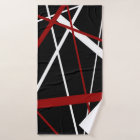 Seamless Abstract Red and White Lines On Black Bac