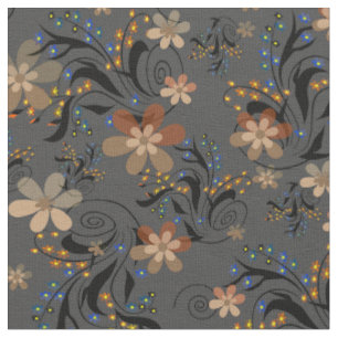 Seamless abstract retro beige flowers grey backgro fabric