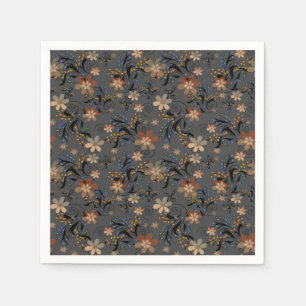 Seamless abstract retro beige flowers grey backgro napkin