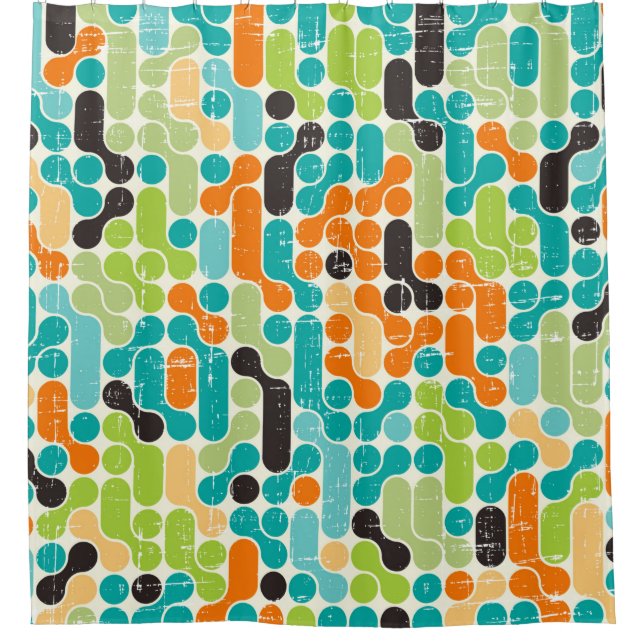 Seamless abstract retro geometric pattern shower curtain (Front)