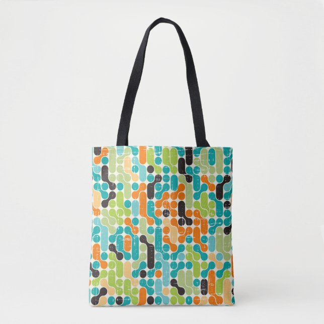 Seamless abstract retro geometric pattern tote bag (Front)