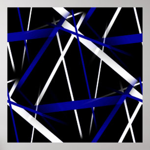 Seamless Abstract Royal Blue and White Lines Poster